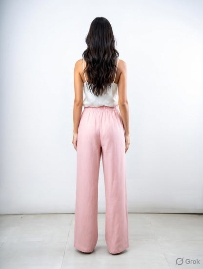 Baby Pink Cotton Wide Leg Pant