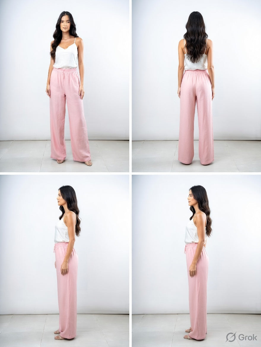 Baby Pink Cotton Wide Leg Pant