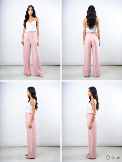 Baby Pink Cotton Wide Leg Pant
