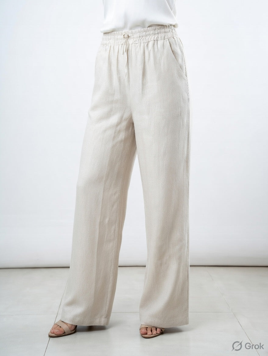 Cloud Gray Cotton Wide Leg Pant