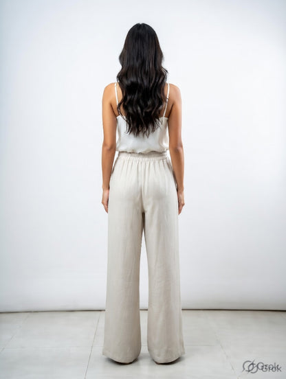 Cloud Gray Cotton Wide Leg Pant