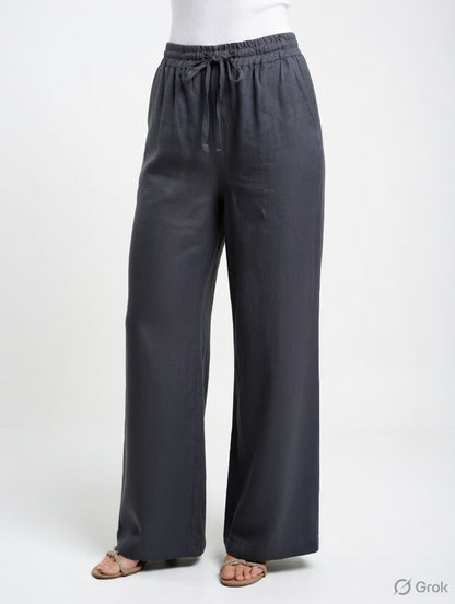 Black Cotton Wide Leg  Pant
