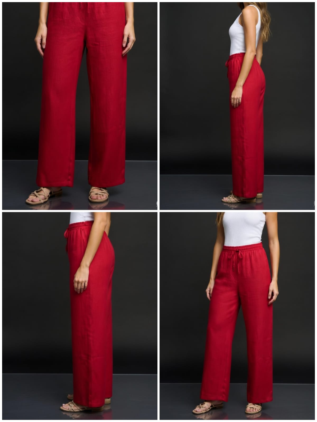 Maroon Cotton Wide Leg Pant