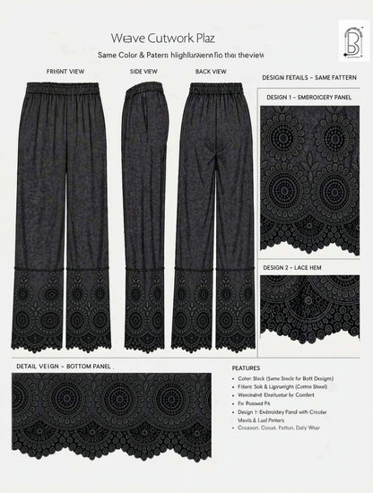 Weave Cutwork Black Plazo
