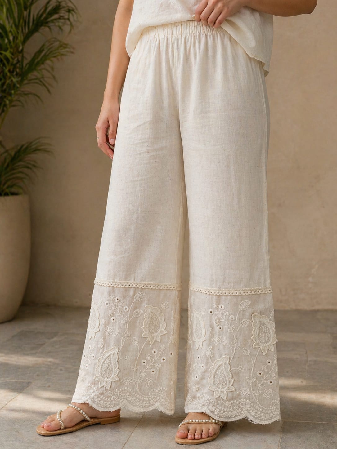 Floral 3D Khadi Plazzo