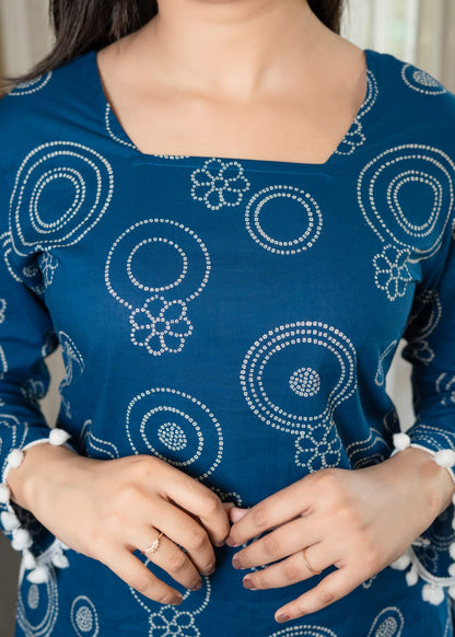 Blue Bandhani Kurti