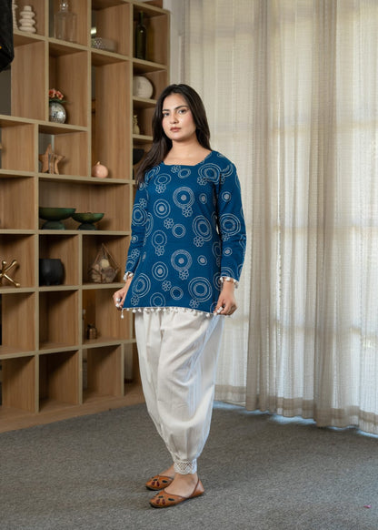 Blue Bandhani Kurti