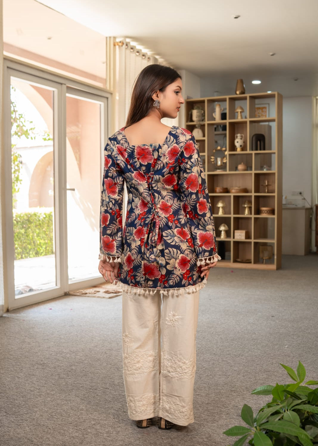 Blue Floral Peplum Kurti