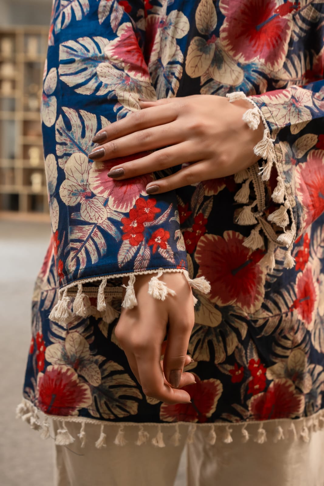 Blue Floral Peplum Kurti