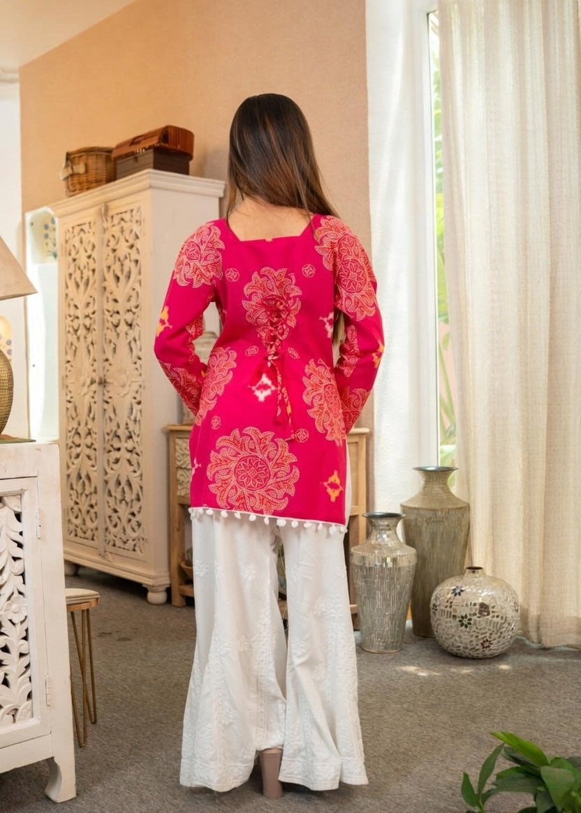 Hot Pink Bandhani Kurti