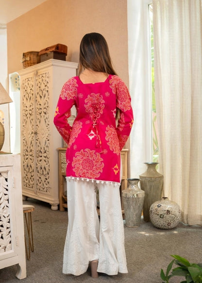 Hot Pink Bandhani Kurti