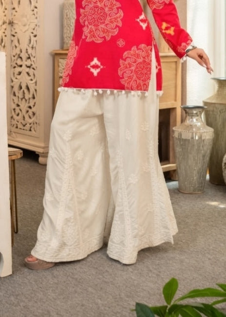 Khadi Embroidered Kali palazzo