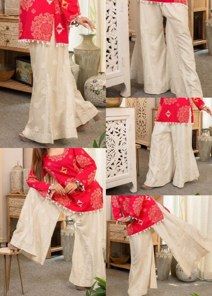 Khadi Embroidered Kali palazzo