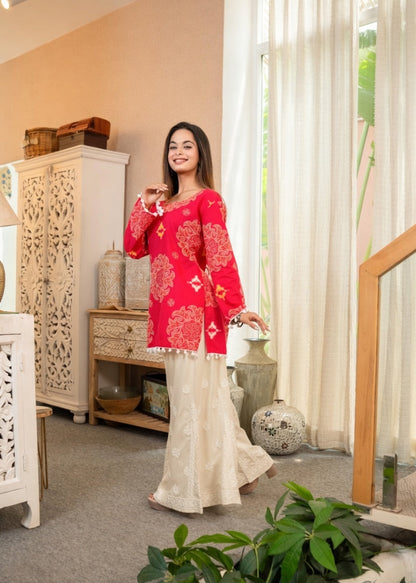 Khadi Embroidered Kali palazzo