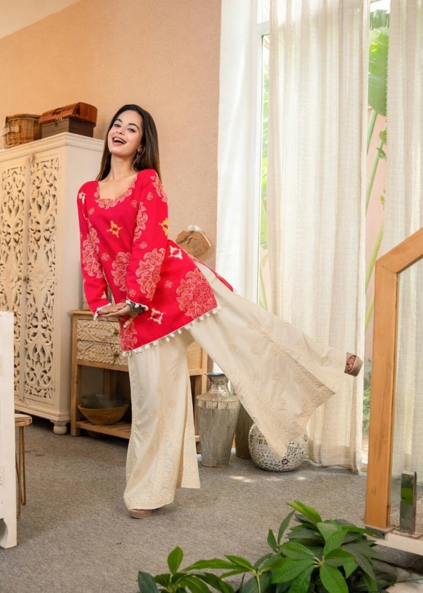 Khadi Embroidered Kali palazzo
