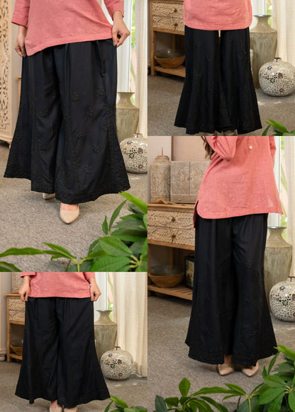 Black Embroidered Kali palazzo