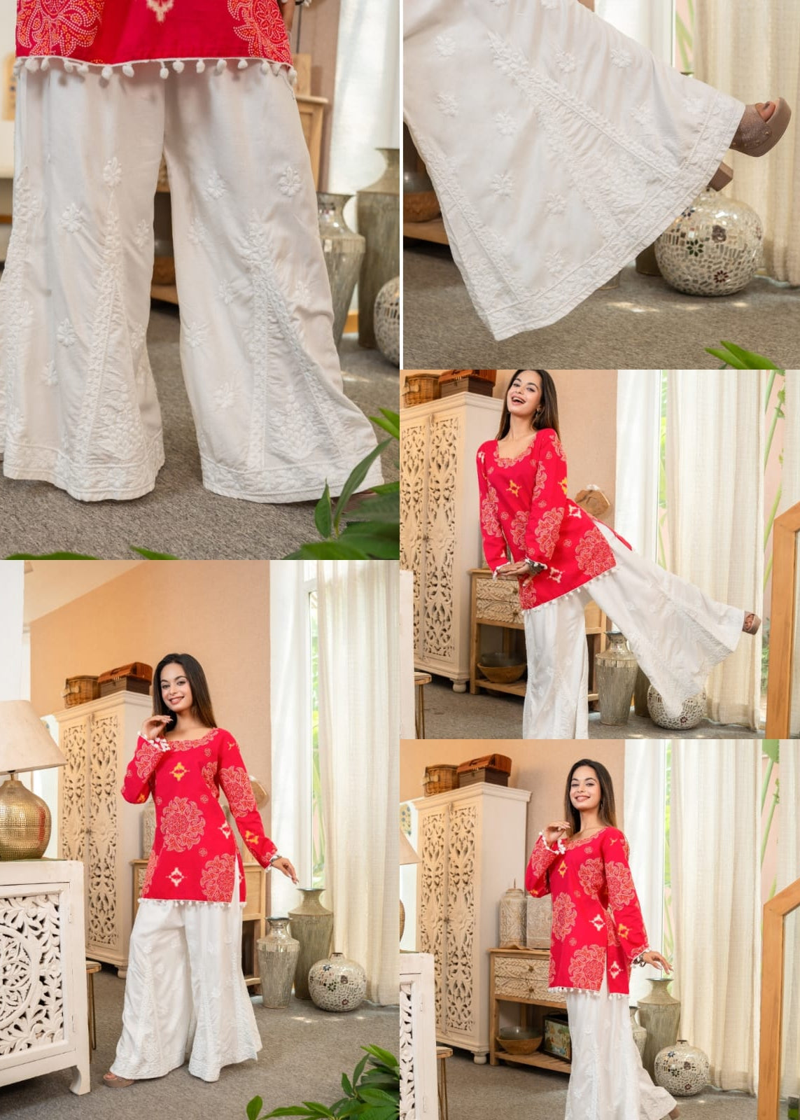 White Embroidered Kali palazzo