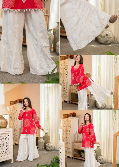 White Embroidered Kali palazzo