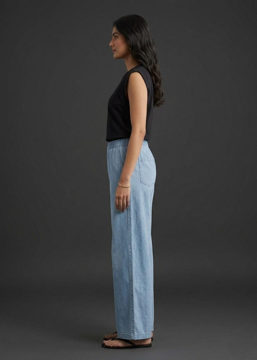Ice blue denim Plazzo Pants