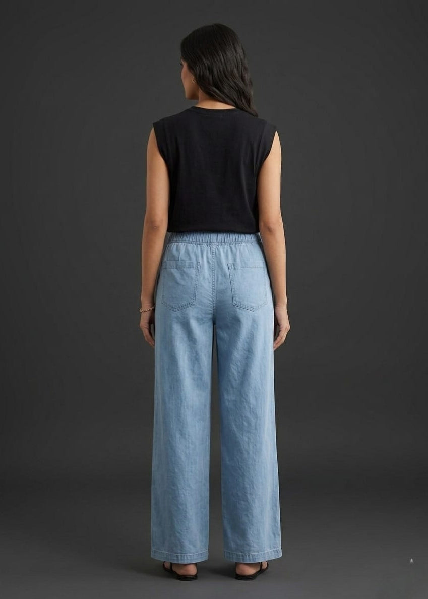 Ice blue denim Plazzo Pants