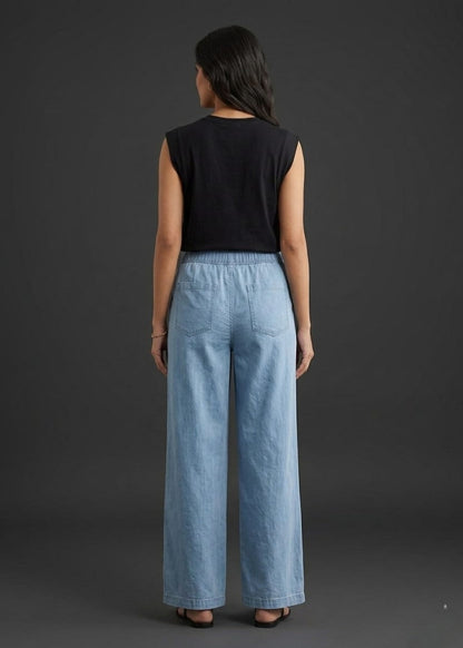 Ice blue denim Plazzo Pants
