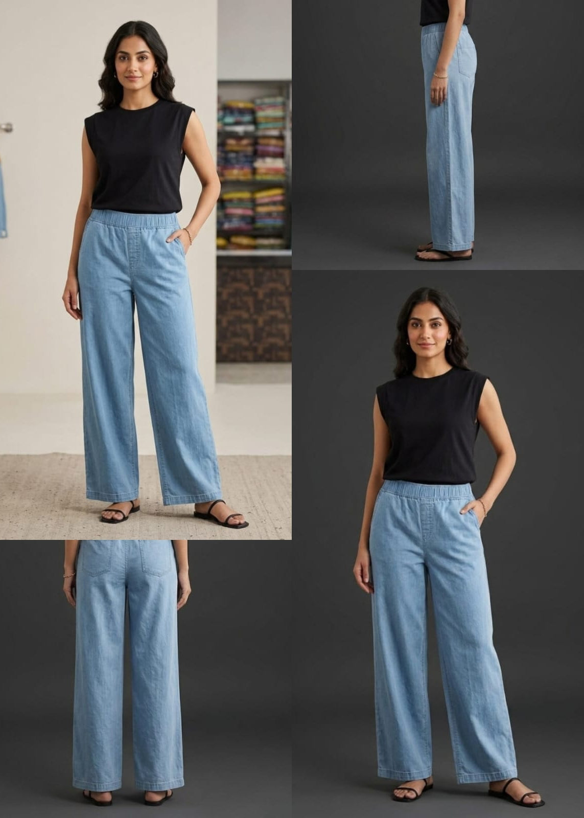 Ice blue denim Plazzo Pants
