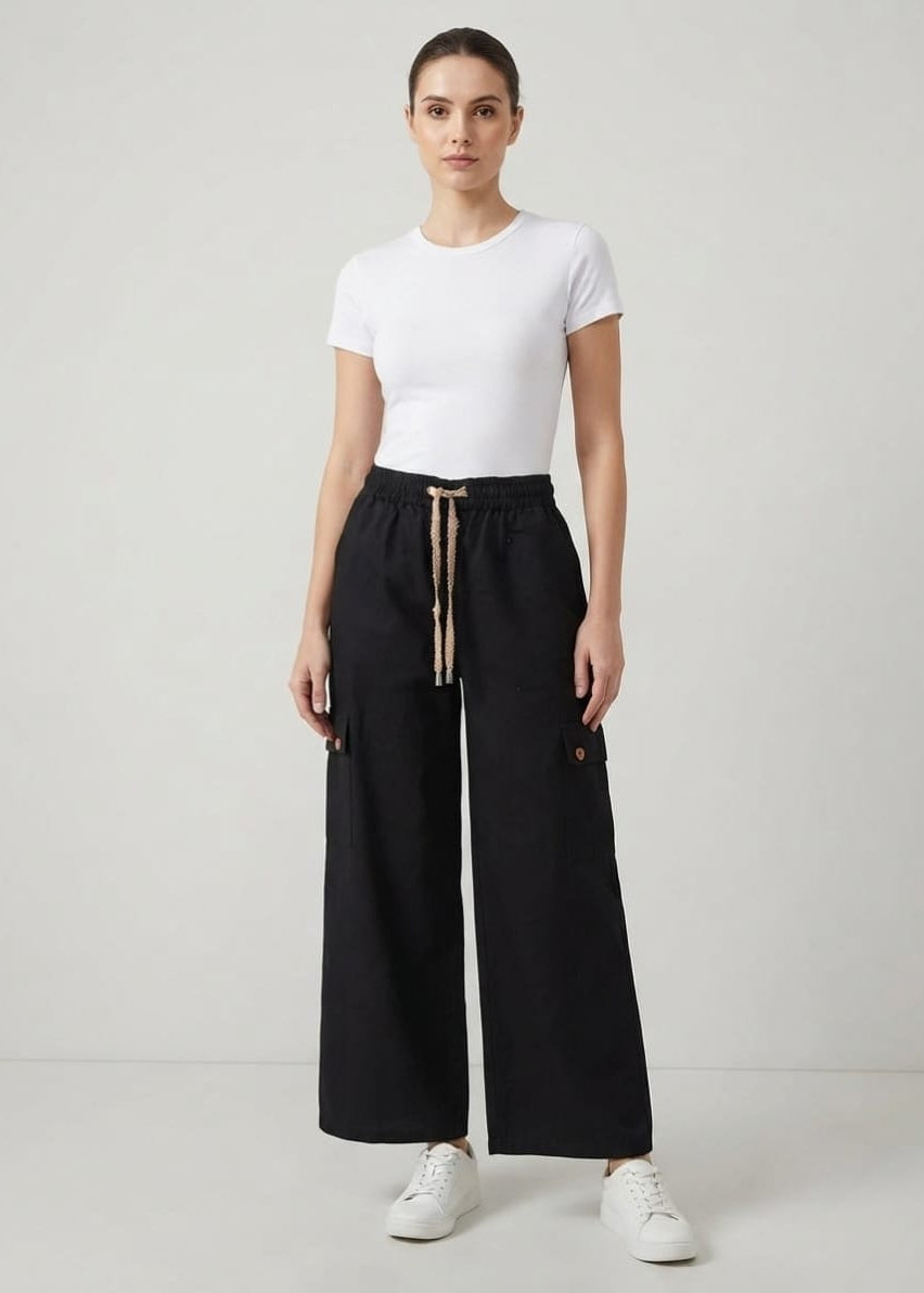 Black Cotton Cargo Pant