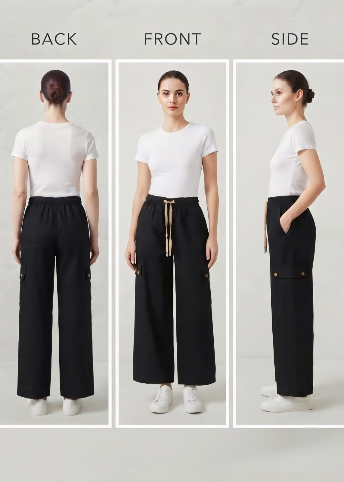 Black Cotton Cargo Pant