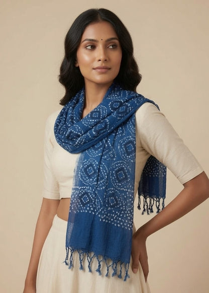 Blue Indigo Print Scarf