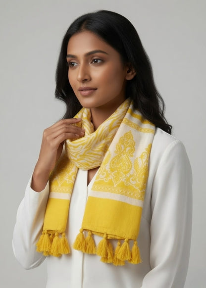 Yellow Ethnic Printed Scarf