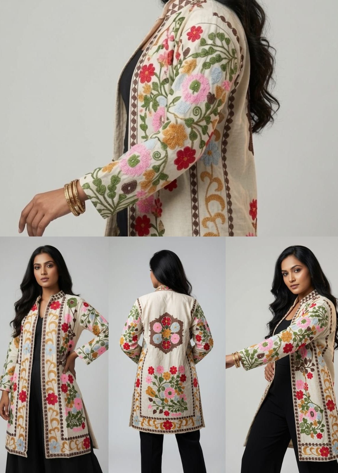 Floral Embroidered Long Shrug
