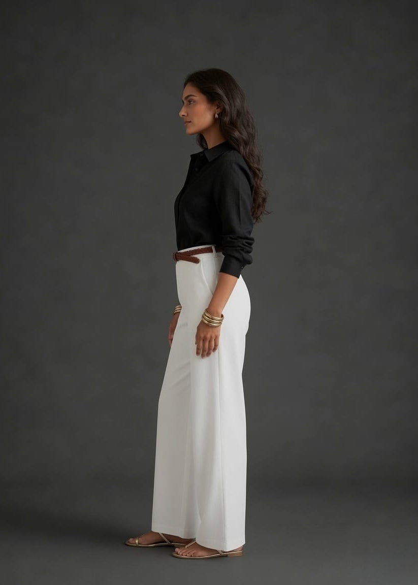 White Belt Plazzo Pant