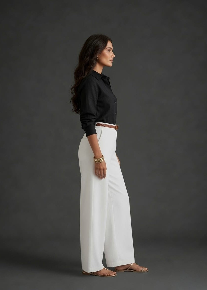 White Belt Plazzo Pant