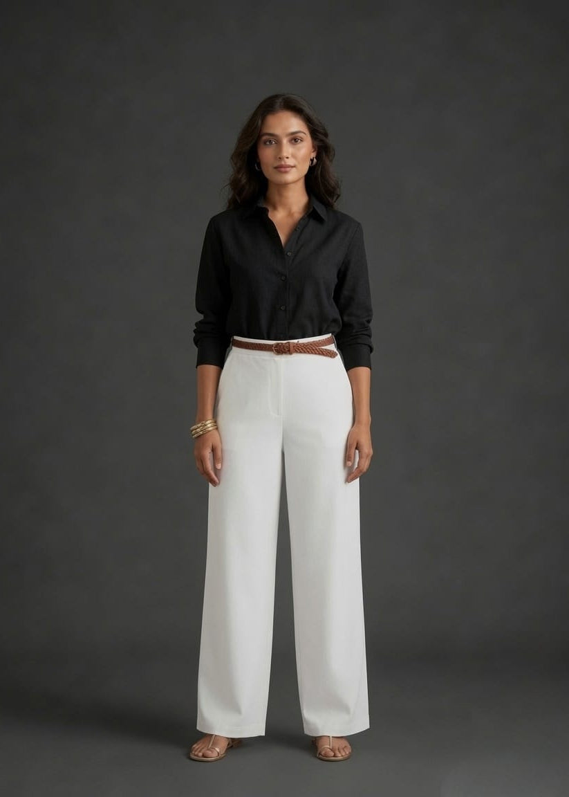 White Belt Plazzo Pant