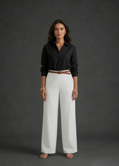 White Belt Plazzo Pant