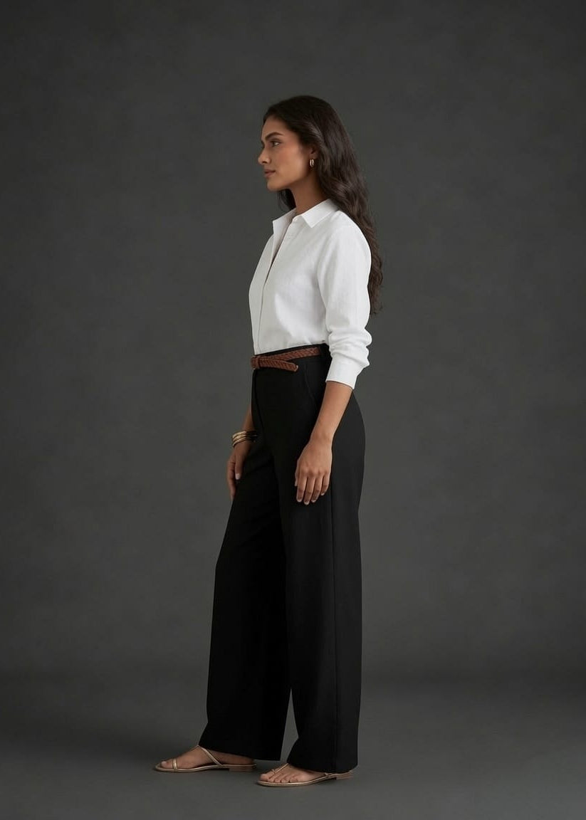 Black Belt Plazzo Pant