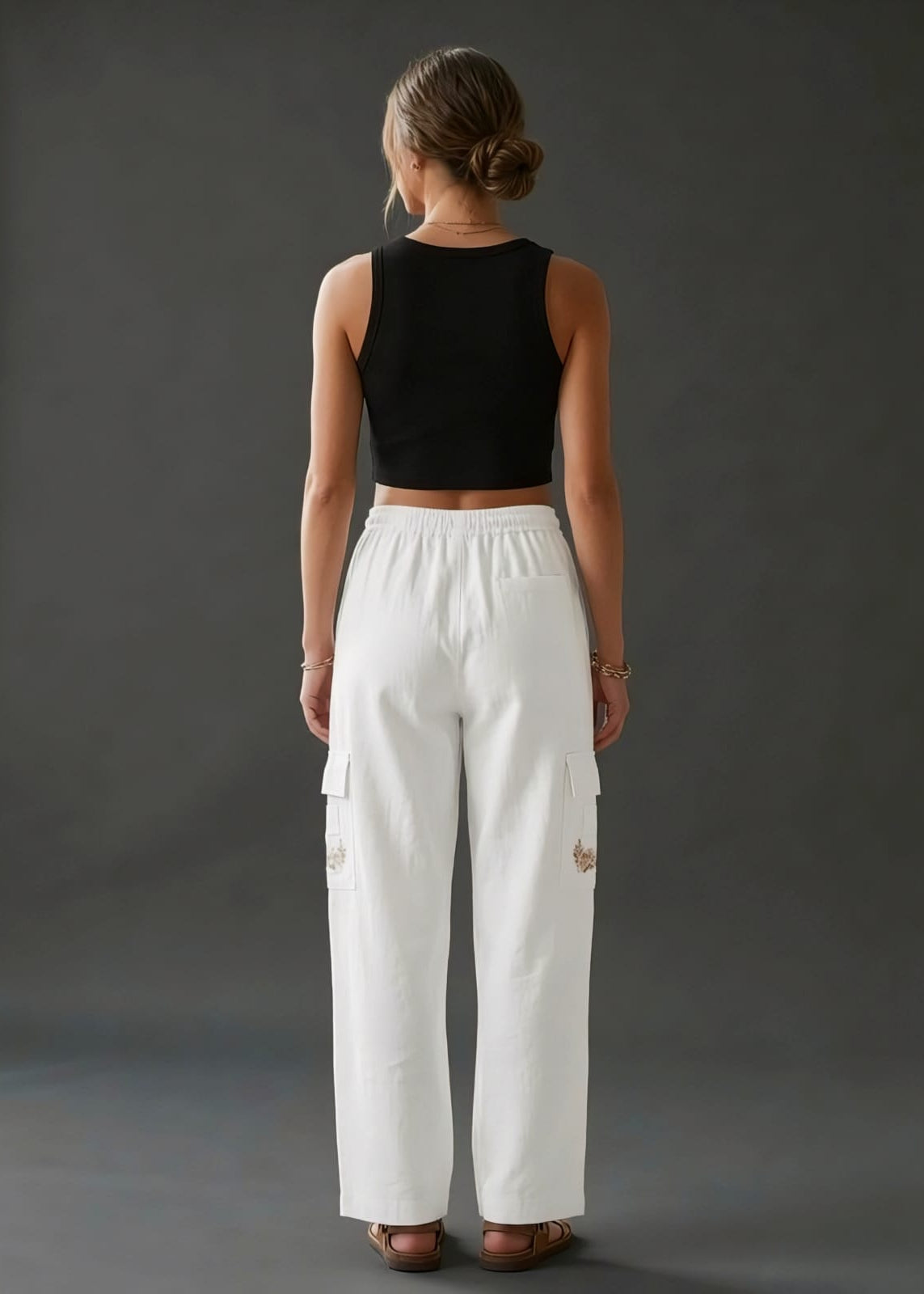 White Cotton Cargo Pant