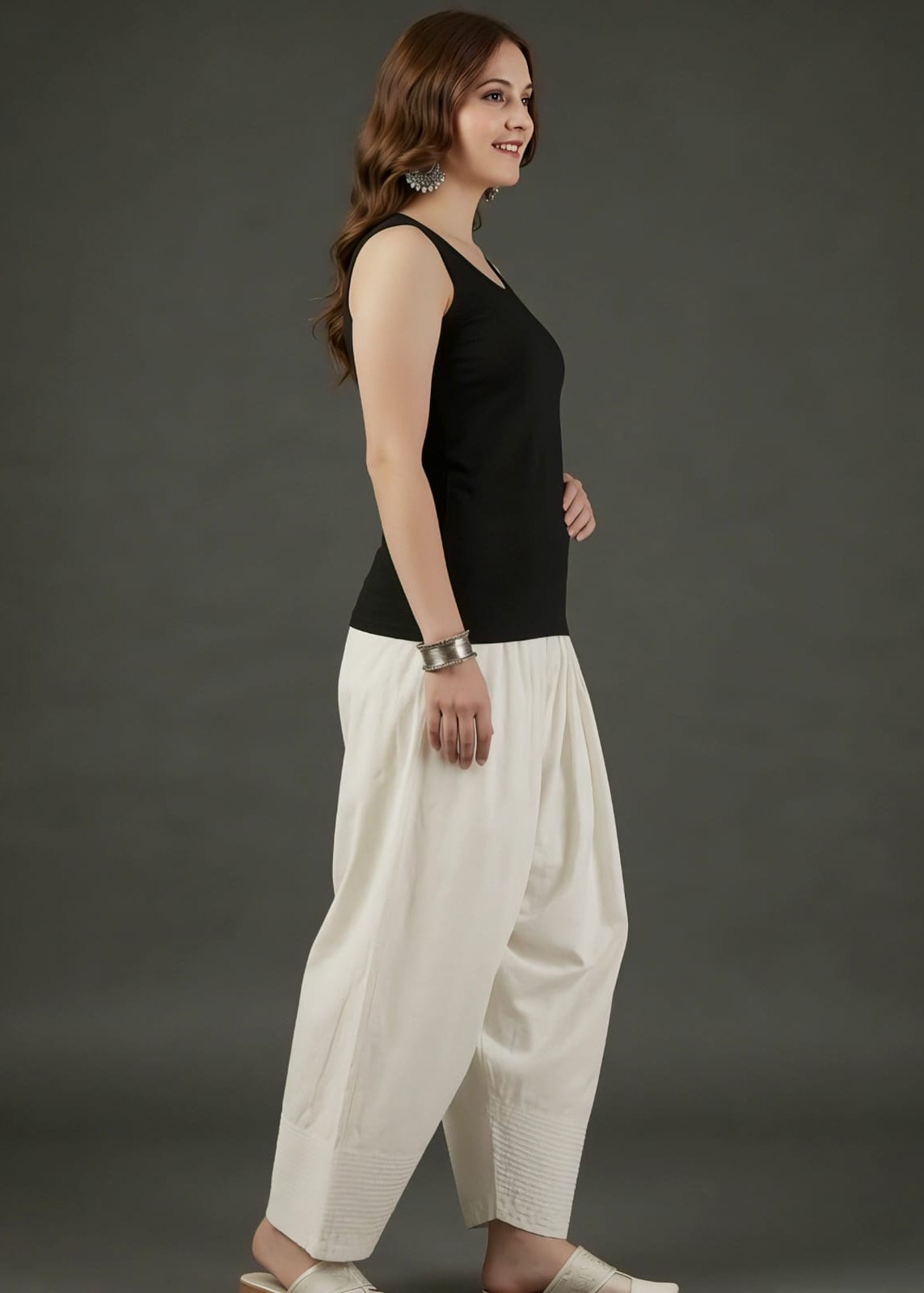 Off White Farsi Cotton Pant.