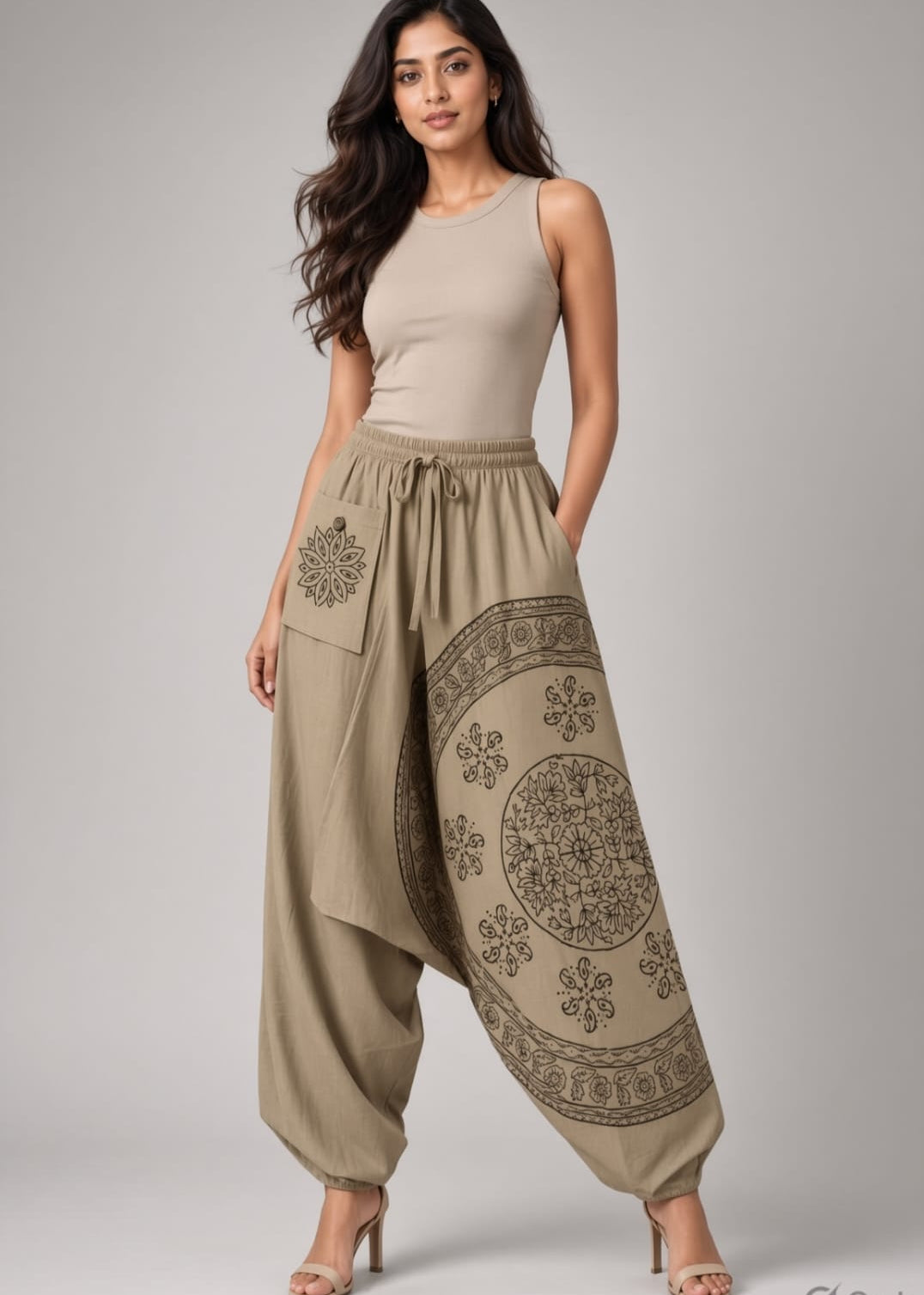 Cotton Mocha Brown Harem Pant