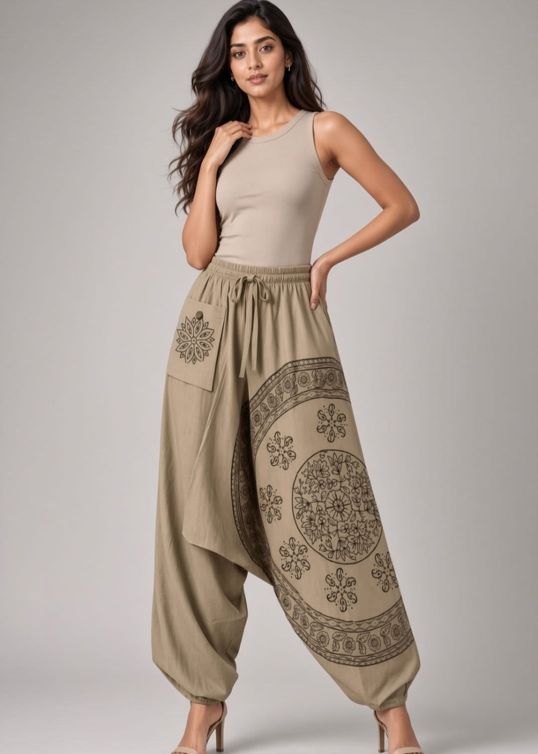 Cotton Mocha Brown Harem Pant