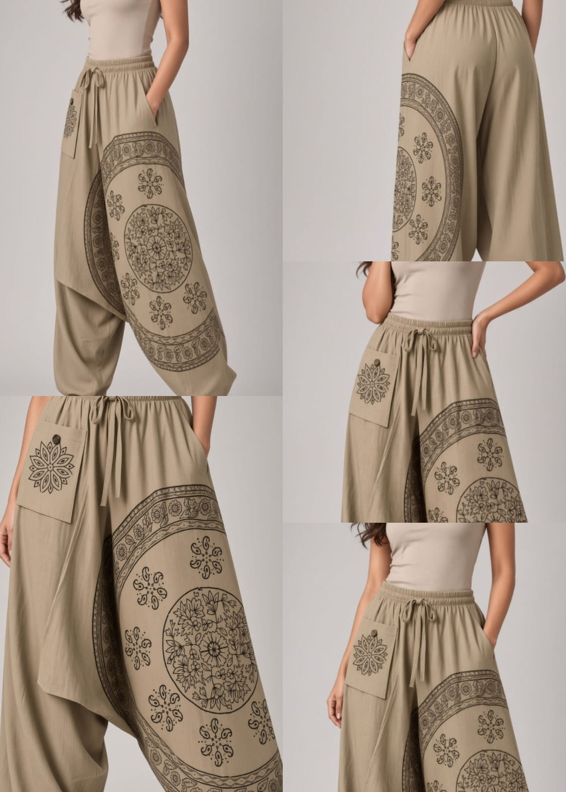 Cotton Mocha Brown Harem Pant