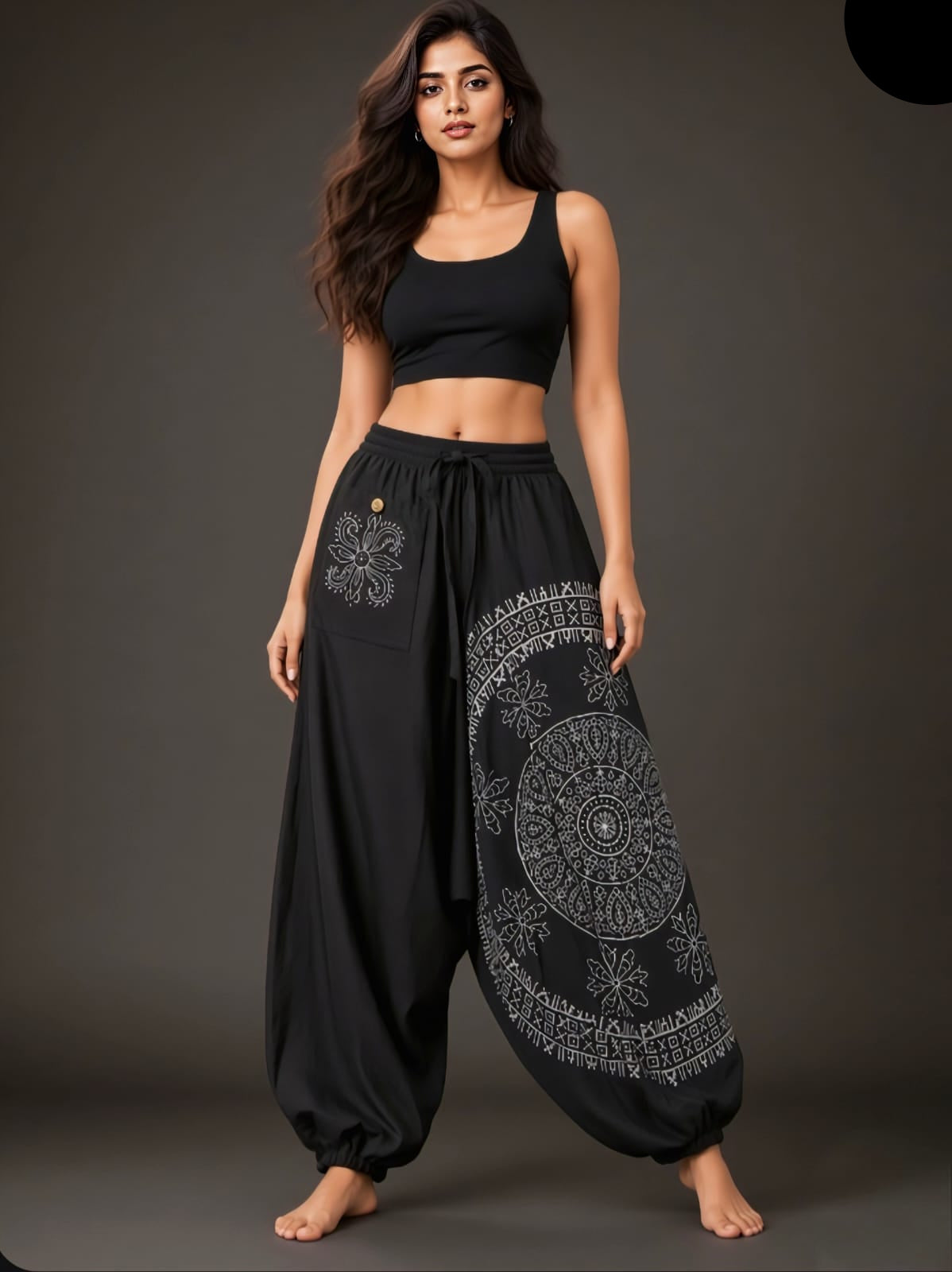 Cotton Black Harem Pant