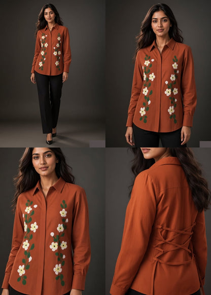 Rust Hand Printed Shirt