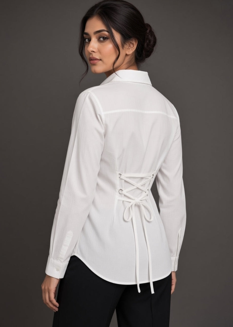 White Hand Printed Shirt