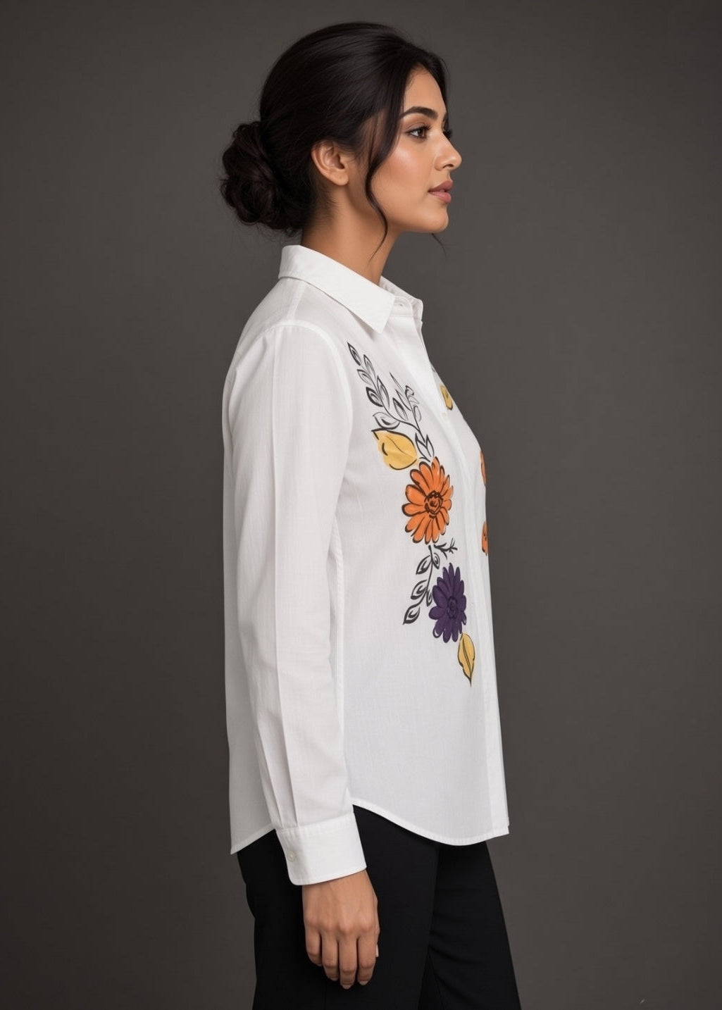 White Hand Printed Shirt