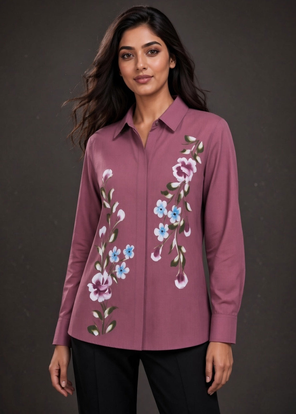 Onion Pink Hand Printed Shirt