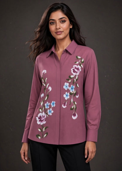 Onion Pink Hand Printed Shirt