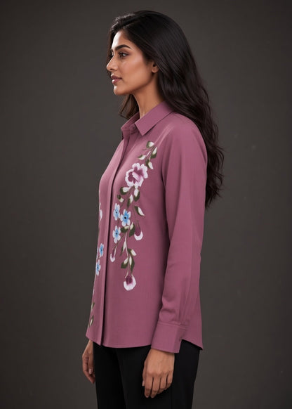 Onion Pink Hand Printed Shirt