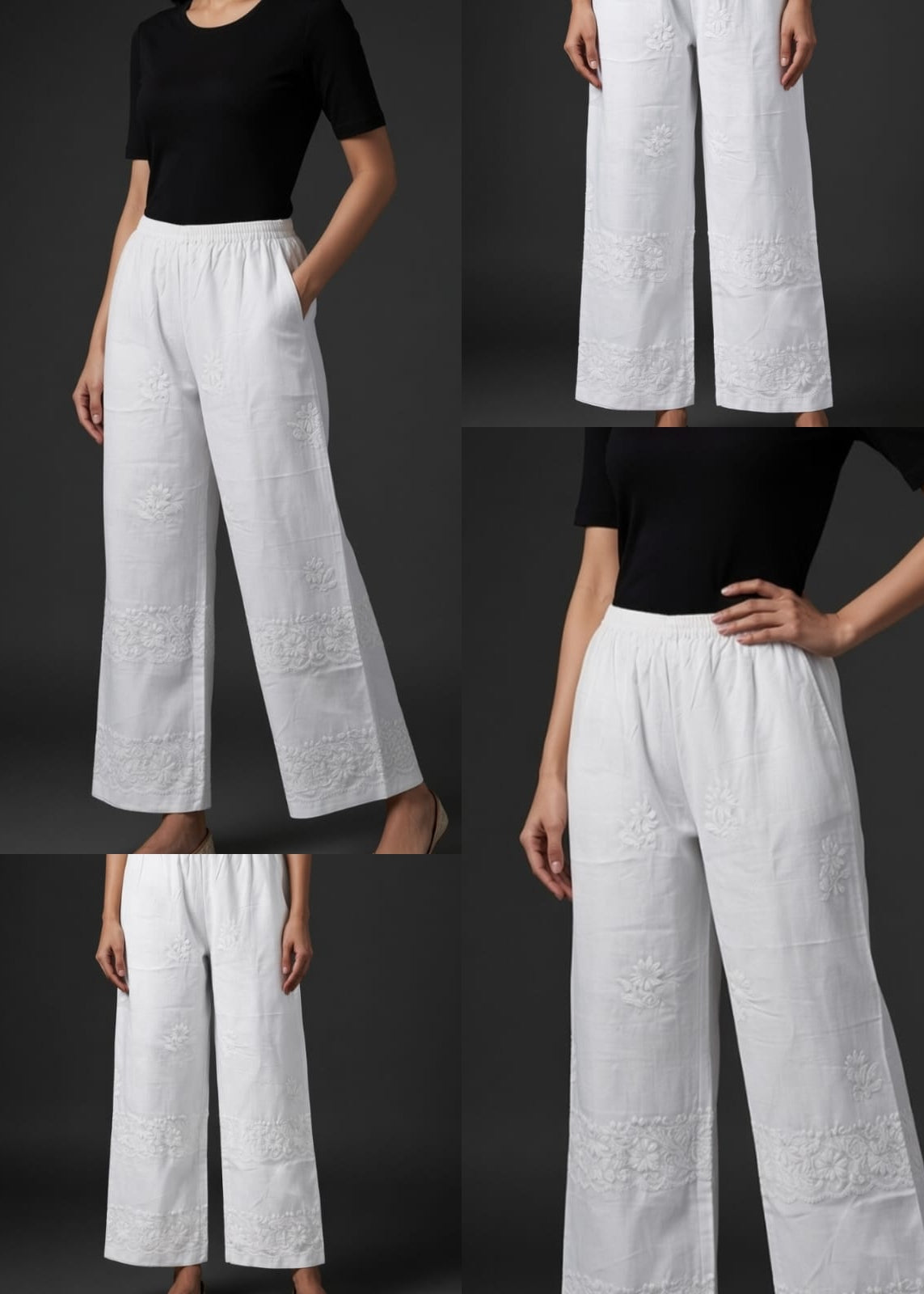 White Embroidered Plazzo.