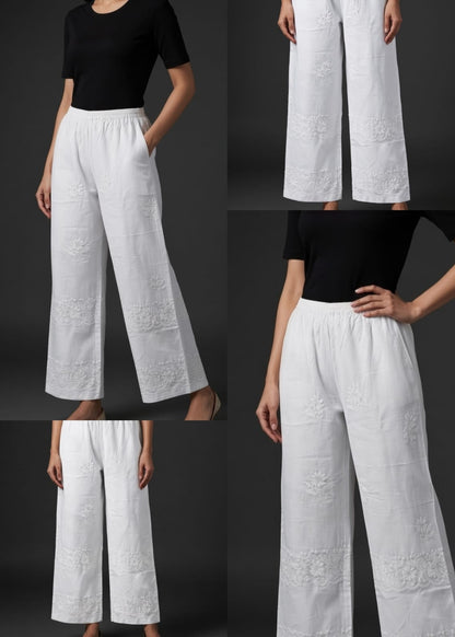 White Embroidered Plazzo.
